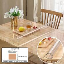 1pc 0.25mm Thick Transparent Rectangular Tablecloth Protector, PVC, Simple, Heat Resistant, Anti-Stain, Suitable For Dining Table, Coffee Table, Office Desk