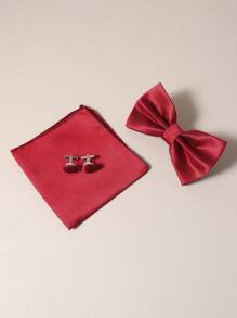 3 件套男士格子领结、口袋巾、袖扣西装，适合婚礼、宴会、派对、礼物男士领带 - 彩色 - 查看 9