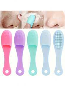 10pcs Gentle Silicone Nose Brush Massage Scrubber With Portable Exfoliating And Pore Cleansing Beauty Tool, For Smooth And Delicate Skin - Fragrance-Free And Easy To Clean