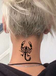 临时纹身，1 张，甜美卡通手绘女孩，公主妆容图案防水纹身贴纸。 - 棕色 - 查看 12