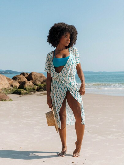 Saída de Praia Sereia, Em tule, Decote Transpasse