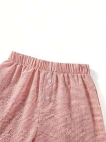 Womens Button Front Shorts Casual Elastic Waist Plaid/Striped Print Lounge Shorts Going Out Pants