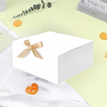 10 piezas/5 piezas Caja de regalo blanca con tapa, decoración de regalo para fiesta, caja de regalo blanca de 8 pulgadas * 8 pulgadas * 4 pulgadas con cinta, caja de propuesta para dama de honor, caja de regalo para decoración de boda, regalo para el Día de la Madre, embalaje, cumpleaños, caja para cupcakes, manualidades, almacenamiento de belleza