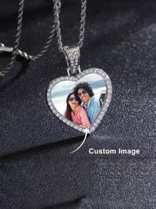 Customized Picture Necklace, Photo Pendant For Wife, Personalized Photo Heart Necklace Engraved With Your Special Moments Gold, Silver Stylish Valentines, Gold, Frosted Gold, Stylish, Colorful, Vintage, Simple, Unisex, Casual, Cuties, Custom, Personalized, Unique, Ideal Gifts For Him, Ideal Gifts For Her, Her, Boyfriend, Girlfriend, Dad, Mom, Family, Friends, For Anniversaries, For Birthdays, For Graduation, For Prom, For Party, Prom Season