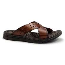 Pegada Men's Leather Flip Flops 134201 - 鏽棕色 - 查看 1