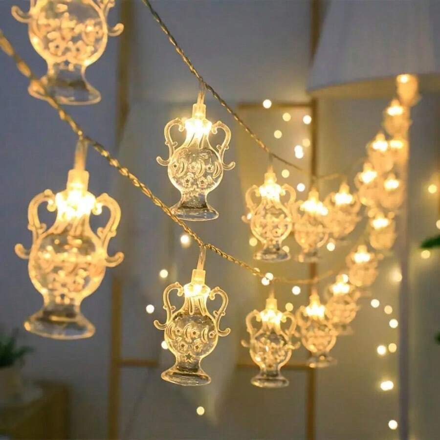 1串1.5米10颗LED星月花瓶灯串，适用于派对、室内/室外、婚礼装饰
