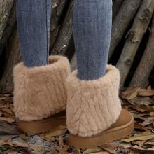 Merking Women's Snow Boots - Fluffy Fluffy Lined Short Casual Shoes With Platform Winter Boots For Women Faux Fur Boots - 棕色 - 查看 9