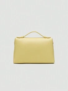 1 pieza Bolso bandolera cuadrado de unicolor con textura de grano de litchi en PU, pequeña cartera para mujer, adecuado para combinar con atuendos de moda diarios