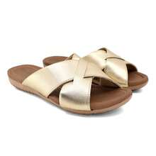 Usaflex Women's Slide Platform Heel Flip Flops R1853 - Màu be và vàng - Xem 2