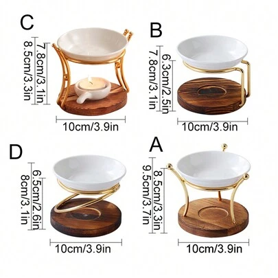 1 件装双圆形香薰灯炉机器陶瓷家用精油蜡烛灯炉