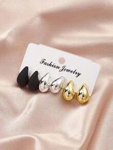 三对水滴耳环套装，小众欧美高端优雅耳环，适合婚礼、晚宴、音乐会等场合。 - 彩色 - 查看 4