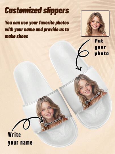 Custom Photo Slide Sandals, Personalized Photo And Name Slide Sandals, Custom Photo And Name Thick Sole Slide Sandals, Personalized Slide Sandals, Photo Slide Sandals, Personalized Slide Sandals For Women And Men, Personalized Slide Sandals, Christmas Gift For Mom/Dad/Her/Him/Girlfriend/Boyfriend/Wife/Husband/Friend