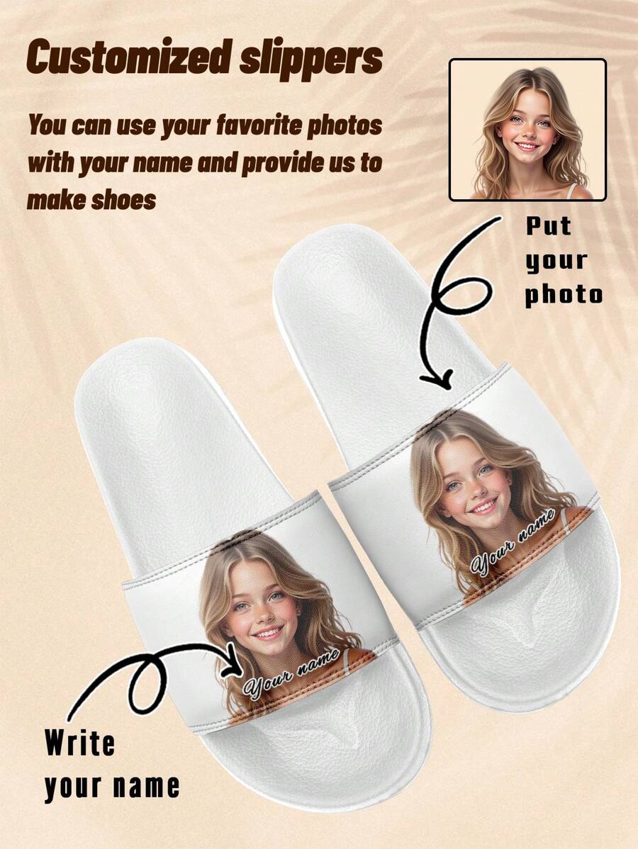 Customized Photo Slippers, Personalized Photo & Name Slippers, Customized Photo & Name Thick-Sole Slippers, Personalized Slippers, Photo Slippers, Unisex Personalized Slippers, Personalized Slippers, Christmas Gift For Mom/Dad/Her/Him/Girlfriend/Boyfriend/Wife/Husband/Friend - Multicolor - View 1