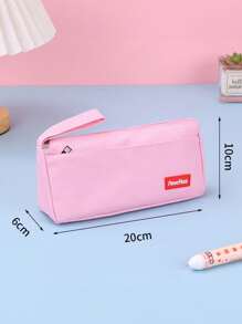1pc Large Capacity Solid Color Pencil Case, Boys And Girls' School Stationery Bag