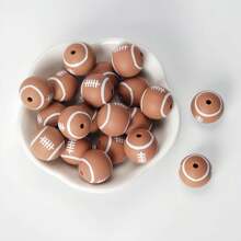 10/40pcs Sports Ball Themed Silicone Round Beads, All Kinds Of Football, Baseball, Basketball, Baseball Pattern Silicone Loose Beads,Jewelry Making DIY Necklace Bracelet Keychain Pendant Bead Pen Handmade Accessories And Home Decoration Craft Supplies