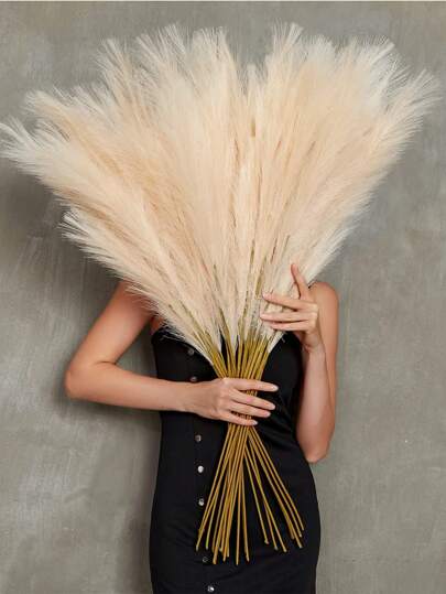100/80/60/50/30/20/10pcs/1pc Artificial Reed Grass, Faux Fluffy Reed Grass, Bohemian Style Floral Arrangement, Suitable For Home, Wedding Decor, Outdoor Wedding, Two Sizes, Please Select Carefully Before Purchase