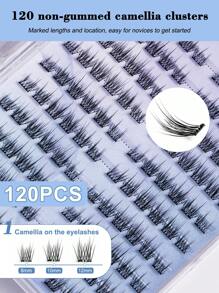 60 piezas/120 piezas de grupos de pestañas postizas C-Curl autoadhesivas, pestañas postizas sin pegamento, de diseño de alto volumen adecuadas para cualquier forma de ojo, aptas para escenario, fiesta y ocasiones festivas