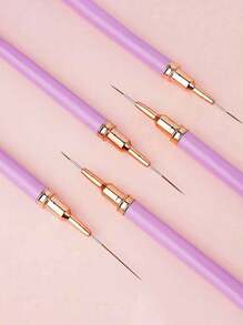 BYCSL Bộ 5 cọ vẽ móng tay cán nhựa, thích hợp để vẽ đường dài và phác thảo chi tiết, kích thước 6/9/11/15/25mm, cọ vẽ móng nghệ thuật, bút thiết kế móng, cọ vẽ đường viền móng, phù hợp cho người mới bắt đầu và nghệ sĩ làm móng chuyên nghiệp, cọ vẽ móng nghệ thuật màu tím. - Màu tím - Xem 6