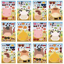 6/12 Pcs Farm Animal Stickers, Including Mini Pigs, Sheep, Cows, Horses, Cartoon Stickers For DIY, Face Decorations, Holiday Party Favor Bags, Model Fillers