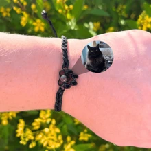 1pc Customized Pet Photo Projection Bracelet, Woven Photo Projection Bracelet, Round Projection Bracelet, Animal Shaped Photo Projection Bracelet, Suitable As Gift For Relatives, Friends And Family