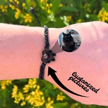 1pc Customized Pet Photo Projection Bracelet, Woven Photo Projection Bracelet, Round Projection Bracelet, Animal Shaped Photo Projection Bracelet, Suitable As Gift For Relatives, Friends And Family