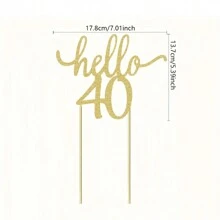 1 件金色闪光 Hello 40 蛋糕装饰 - 欢呼庆祝 40 岁生日 - 40 岁精美蛋糕装饰 - 结婚周年派对标志装饰 - 彩色 - 查看 13