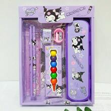 Sanrio Set di cancelleria Sanrio Kuromi, comprende astuccio, pastelli a cera, matite, ottimo regalo per studenti e ufficio, incentivo per l'apprendimento domestico