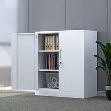 IJINGUR Metal Storage Cabinet With Locking Doors And 2 Adjustable Shelves Small Lockable Storage Cupboard For Home Office Garage White - White-92Hcm - View 2