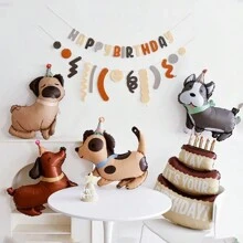 Set de 4 globos de aluminio con temas de perros dálmatas/huskies/pug para fiestas de cumpleaños, bodas, decoración de celebraciones de aniversario