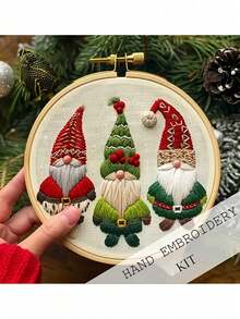 1 Bộ thêu Giáng sinh lễ hội: Bộ khởi động hoàn chỉnh với khung thêu, chỉ, kim và kéo để tự làm thiết kế chú lùn - Hoàn hảo cho mọi mùa - Nhiều màu - Xem 11