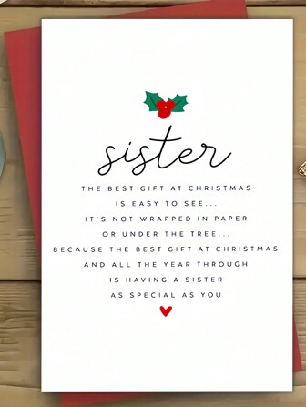 1 st specialsyster julhälsningskort med kuvert, högkvalitativt papper, mångsidig semesterkänsla för familj och vänner, varma uttryck för kärlek, rolig och innerlig välsignelse för glad helg