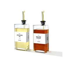1 pezzo Dispenser di olio d'oliva e aceto in vetro spesso, 500 ml, contenitore per aceto, bottiglie per conservare condimenti resistenti alla corrosione, dispenser di condimenti, per cucinare, cuocere, insalate, grigliate, essenziali per la cucina - beccuccio in acciaio inossidabile, ottimo per le necessità di cucina e sala da pranzo, adesivo casuale