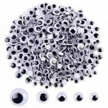 [500/525/1000pcs] Black Wiggle Eyes, Glow-In-The-Dark DIY Eyes, Toy Self-Adhesive Movable Eyes, Handmade DIY Accessories Eyes, Handmade Clay Craft Supplies, Variety Of Sizes: 6mm, 7mm, 8mm, 9mm, 10mm, 12mm, 15mm Mixed Pack