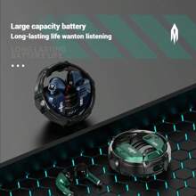 AirMars ABW07 Azul oscuro Verde, Bobina dinámica grande de 3mm, Diafragma compuesto lleno de volumen de baja frecuencia, Bluetooth V5.3 actualizado, Sonido claro y potente de calidad con 24 horas de duración de la batería, Empaquetado y manual en chino - azul oscuro - Ver 6