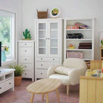 1pc 1:12 Scale Miniature Furniture, Bookshelf, Dresser, Upright Cabinet, Multi-Layer Storage Cabinet, Dollhouse Miniature Furniture Model, DIY White OB11 Storage Cabinet, Bookshelf, Dresser, Miniature Scenario Furniture Model Decoration, Photography Scenario Decoration, Dollhouse Bedroom Furniture, Dollhouse Study Room Furniture