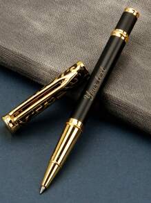 Customized Metal Ballpoint Pen Sculpture Pattern Ball Pen Office School Stationery Pen Custom Logo Name Gift Back To School - Black - View 4