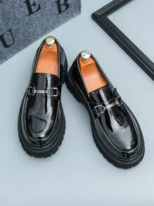English Style Black & White Patchwork Business Formal Slip-On Shoes, Hairstylist Slip-On Loafers, Men's Shiny Elevator Shoes, Tasseled Moccasins, Shoes (Slightly Wide), Please Purchase Carefully
