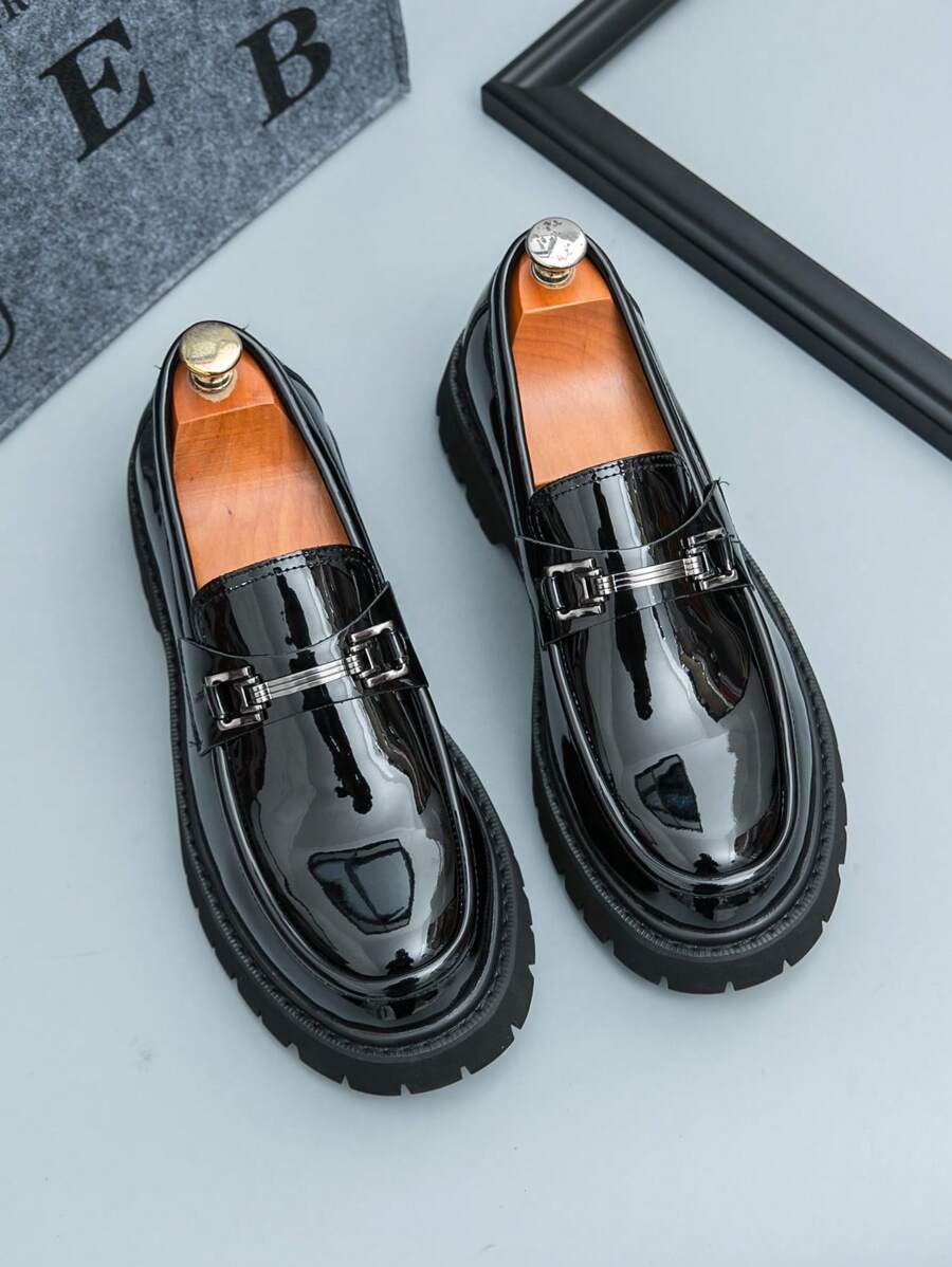English Style Black & White Patchwork Business Formal Slip-On Shoes, Hairstylist Slip-On Loafers, Men's Shiny Elevator Shoes, Tasseled Moccasins, Shoes (Slightly Wide), Please Purchase Carefully
