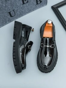 English Style Black & White Patchwork Business Formal Slip-On Shoes, Hairstylist Slip-On Loafers, Men's Shiny Elevator Shoes, Tasseled Moccasins, Shoes (Slightly Wide), Please Purchase Carefully