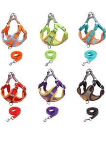 Dog And Cat Chest Harness, Leash + Vest Type Collar Set For Small And Medium Pets - Óxido marrón - Ver 7