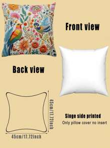 1pc, Plants, Flowers, Butterflies Series Pattern Digital Printed Pillow Cover, Single Sided Printing, 45m * 45cm, Suitable For Sofa, Living Room, Bedroom Home Decoration, No Pillow Insert