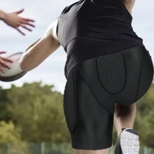 TUOY 1PC Men's Football Girdle Padded Compression Short With Crotch Protection - Black - View 5