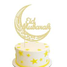 1 Stück Mubarak Kuchentoppermond Muslimisch Islam Feier Kuchendekoration Ramadan Islamische Party Deko - Gold - Übersicht 2