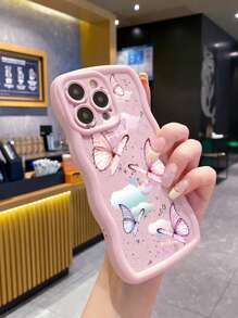 Rosa Schmetterling Stoßfeste Handyhülle kompatibel mit Apple, /Galaxy, Infinix, Redmi, OPPO, VIVO, Realme