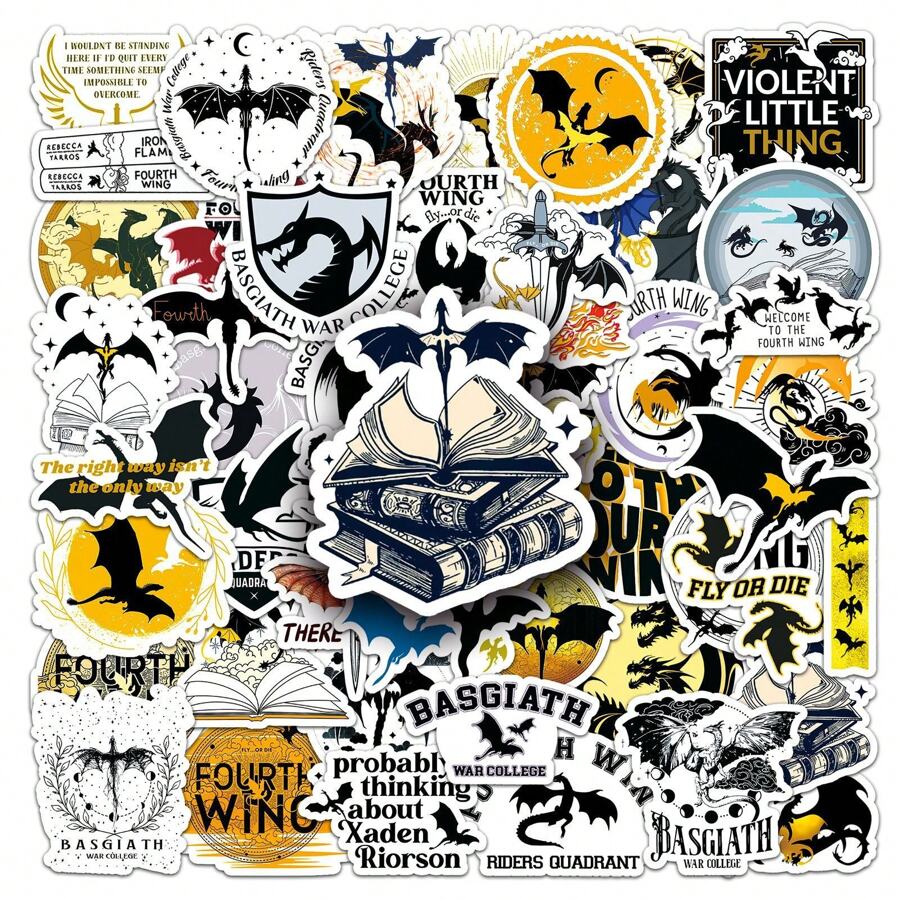 50Pcs Fourth Wing Stickers For Water Bottles Laptops Phone Cases Guitars Computers Helmet Skateboard Bicycle Decoration,Fourth Wing,Stickers,Fourth Wing Stickers,Fourth Wing,Stickers,Acotar