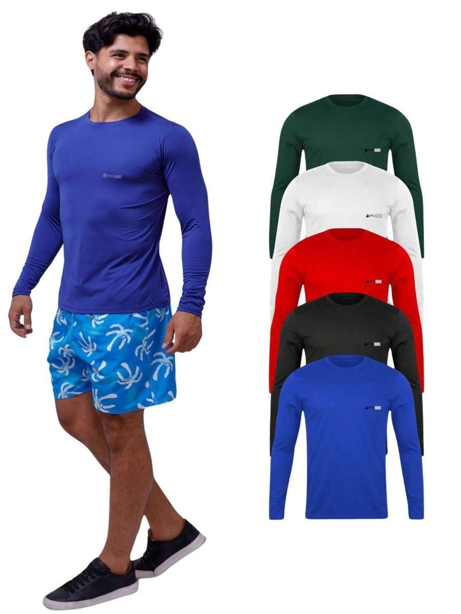Kit With 5 Long Sleeve Thermal Shirts With UV Protection - 彩色 - 查看 1