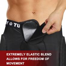 TUOY 1PC Men's Football Girdle Padded Compression Short With Crotch Protection - Black - View 3