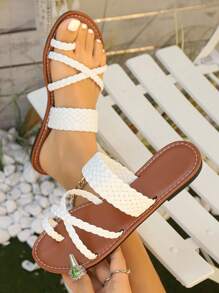 Sandalias planas para mujer, nuevas sandalias informales de moda para uso diario, casual y al aire libre, con tiras trenzadas, cruzadas y con cordón, de estilo romano, cómodas y ligeras, de punta abierta y tipo chanclas, disponibles en colores dorado, negro, marrón, marrón chocolate y plateado