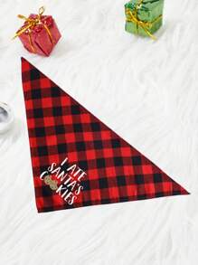 Christmas Pet Bandana With Santa Claus And Reindeer Pattern, Merry Christmas Pattern Pet Kerchiefs,Adjustable Xmas Theme Pattern Printing Dog Triangle Bibs Scarfs,Suitable For Small To Medium Dogs And Cats, Machine Washable - Red - View 5