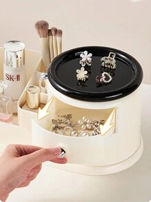 带抽屉的梳妆台收纳盒，珠宝和化妆品收纳盒，用于化妆刷、眼影、乳液、口红、指甲油，适用于梳妆台、浴室、卧室
